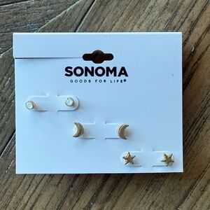 Sonoma Gold and Silver Moon Star Earrings